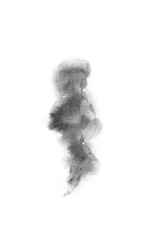 watercolor black and gray, grey texture splash isolated on white background, for text, banner, card, invitation, design for tag and label, logo, brand © wrongorright