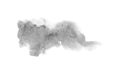 watercolor black and gray, grey texture splash isolated on white background, for text, banner, card, invitation, design for tag and label, logo, brand