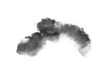 watercolor black and gray, grey texture splash isolated on white background, for text, banner, card, invitation, design for tag and label, logo, brand © wrongorright