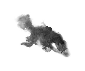 watercolor black and gray, grey texture splash isolated on white background, for text, banner, card, invitation, design for tag and label, logo, brand © wrongorright