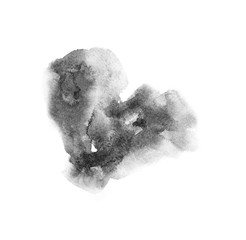watercolor black and gray, grey texture splash isolated on white background, for text, banner, card, invitation, design for tag and label, logo, brand © wrongorright