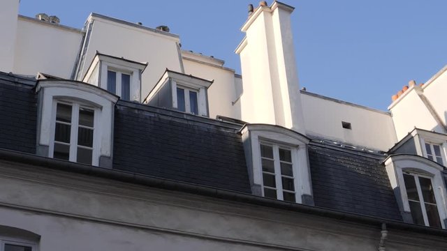 Paris France beautiful building facade and roofs architecture