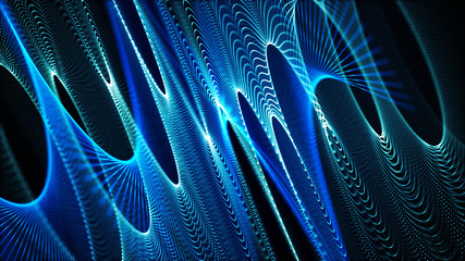 Color shine graphic. High virtual detail vision. 3d fiber. Light effect. Beautiful light flares. Glowing streaks dark background. 3D rendering.