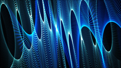 Color shine graphic. High virtual detail vision. 3d fiber. Light effect. Beautiful light flares. Glowing streaks dark background. 3D rendering.