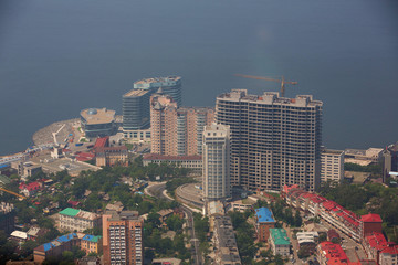 Fototapeta na wymiar Panoramic view of Vladivostok from above. Vladivostok - the capital of Primorsky Krai, the eastern Russian Far-West 