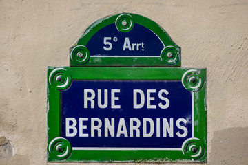 Rue de bernardin street sign, Photo image a Beautiful panoramic view of Paris Metropolitan City