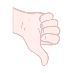 Thumbs down. Skin colored hand on a wide background. dislike symbol. isolated vector file. Communication, Smartphone, Chat, Copywriting, Internet.