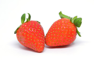red strawberry fruit isolated on white background