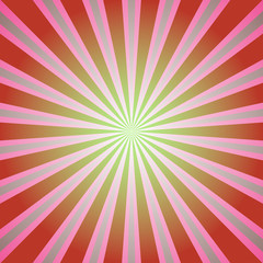 Obraz premium Sunlight background. Retro Red and green color burst background. Fantasy Vector illustration.