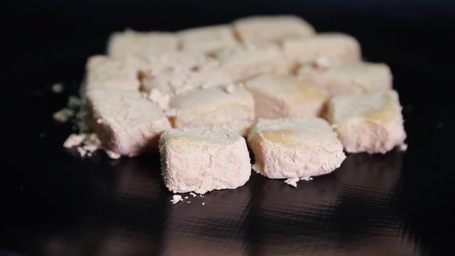 Korean foods rice cake rotating