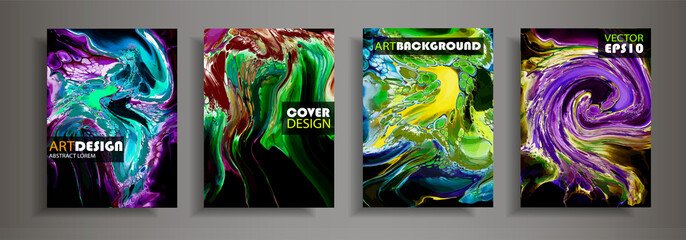 Modern design A4.Abstract marble texture of colored bright liquid paints.Splash neon trends paints.Used design presentations, print,flyer,business cards,invitations, calendars,sites, packaging,cover.