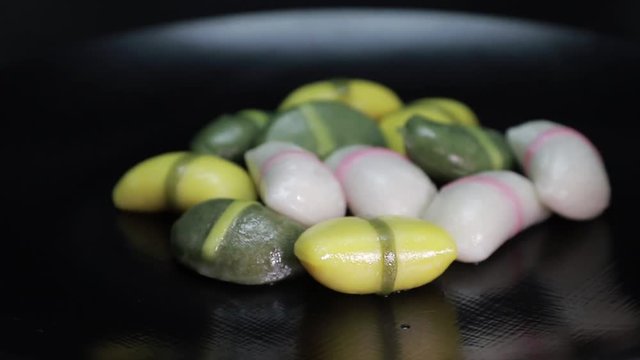 Korean foods rice cake rotating
