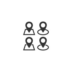 Obraz premium Location pin pointer with square and circle icons. Black isolated location pin web vector icon set.