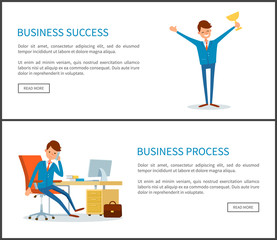 Business Success, Businessman with Prize Pages