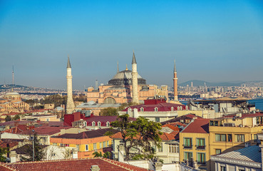 Fototapeta na wymiar Aerial view of the Hagia Sophia mosque