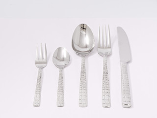 silverware forks spoons knives cutlery on a white background