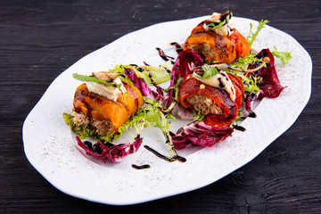 Pepper sweet with a tuna and capers with sauce