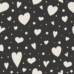 Seamless texture with cute hand drawn hearts. Valentine's Day, Mother's Day and Women's Day. Vector