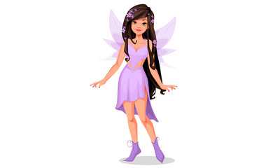 Beautiful fairy in purple dress