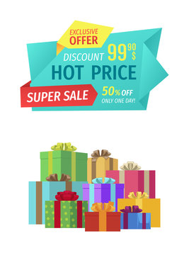 Hot Price Super Sale Gifts Vector Illustration