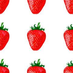 Ripe berry a strawberry on a white background, bright pattern - Vector illustration