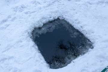 The hole is made for winter swimming