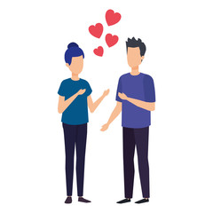 Obraz premium lovers couple with hearts floating