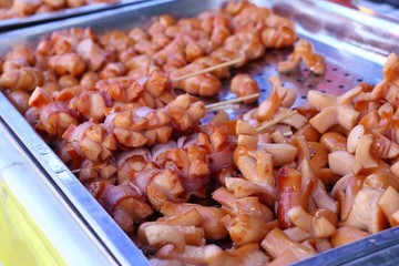 Fried sausage at street food