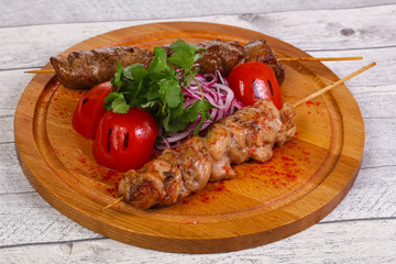 Chicken and beef skewers