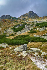 Beautiful panoramic view of the High Tatras mountains in the early autumn, Slovakia.