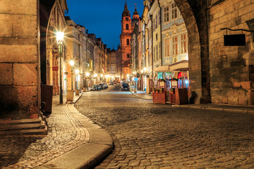 Fototapeta premium morning view of the ancient streets of the city of Prague