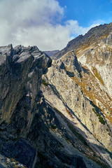 Beautiful panoramic view of the High Tatras mountains in the early autumn, Slovakia.