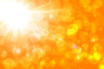 abstract orange background with sun and bokeh 