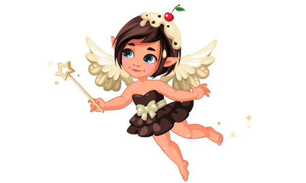 Cute little chocolate vanila fairy with cherry on head