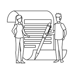 paper document with business person and pen