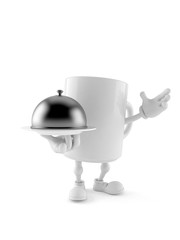 Mug character holding catering dome