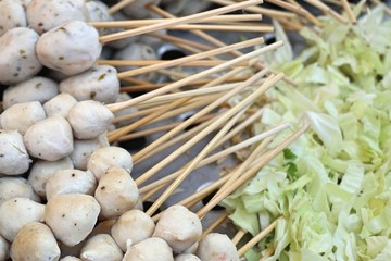 meatballs and sausage at street food