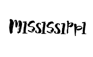 Handwritten american state name Mississippi. Calligraphic element for your design. Modern brush calligraphy. Vector