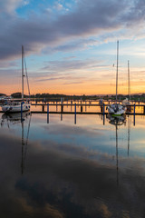 Lake in Sellin at sunset in Ruegen, Germany