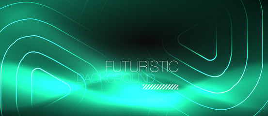 Dark black abstract background with neon colors and lines