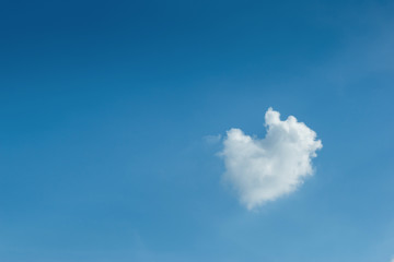 little heart of fluffy cloud on clear blue sky