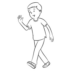 Boy waving hands, Vector illustration