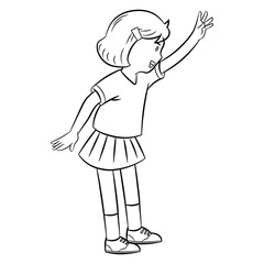 girl waving hands, Vector illustration