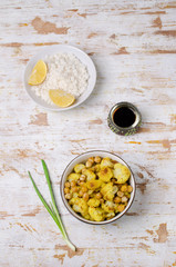 Roasted cauliflower with chickpeas