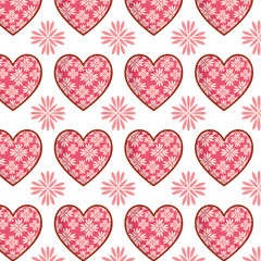 Naklejka na ściany i meble hearts love with flowers valentines card