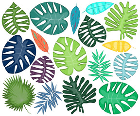 Vector Collection of Bright and Bold Tropical Leaves