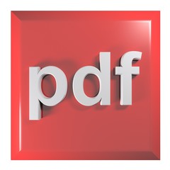 Push button for pdf: portable document format - 3D rendering illustration