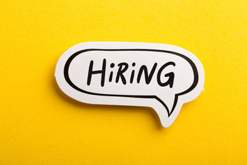 Hiring Speech Bubble Isolated On Yellow Background