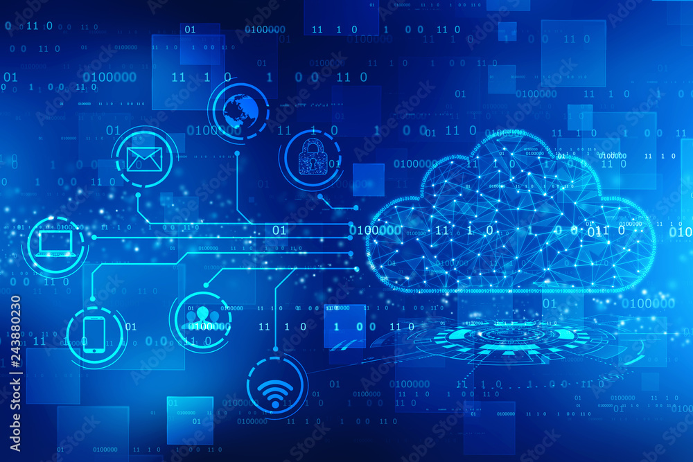 Aufkleber cloud computing, cloud computing concept. cloud internet technology background. 2d illustration