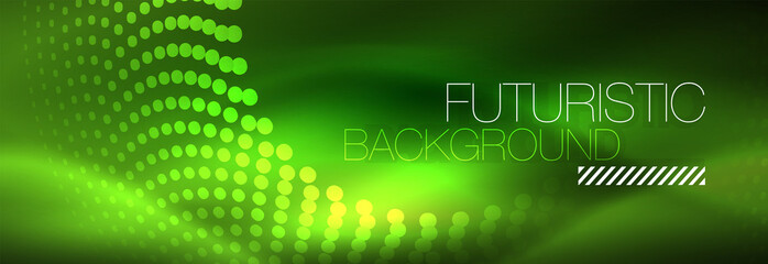 Green neon dotted circles background